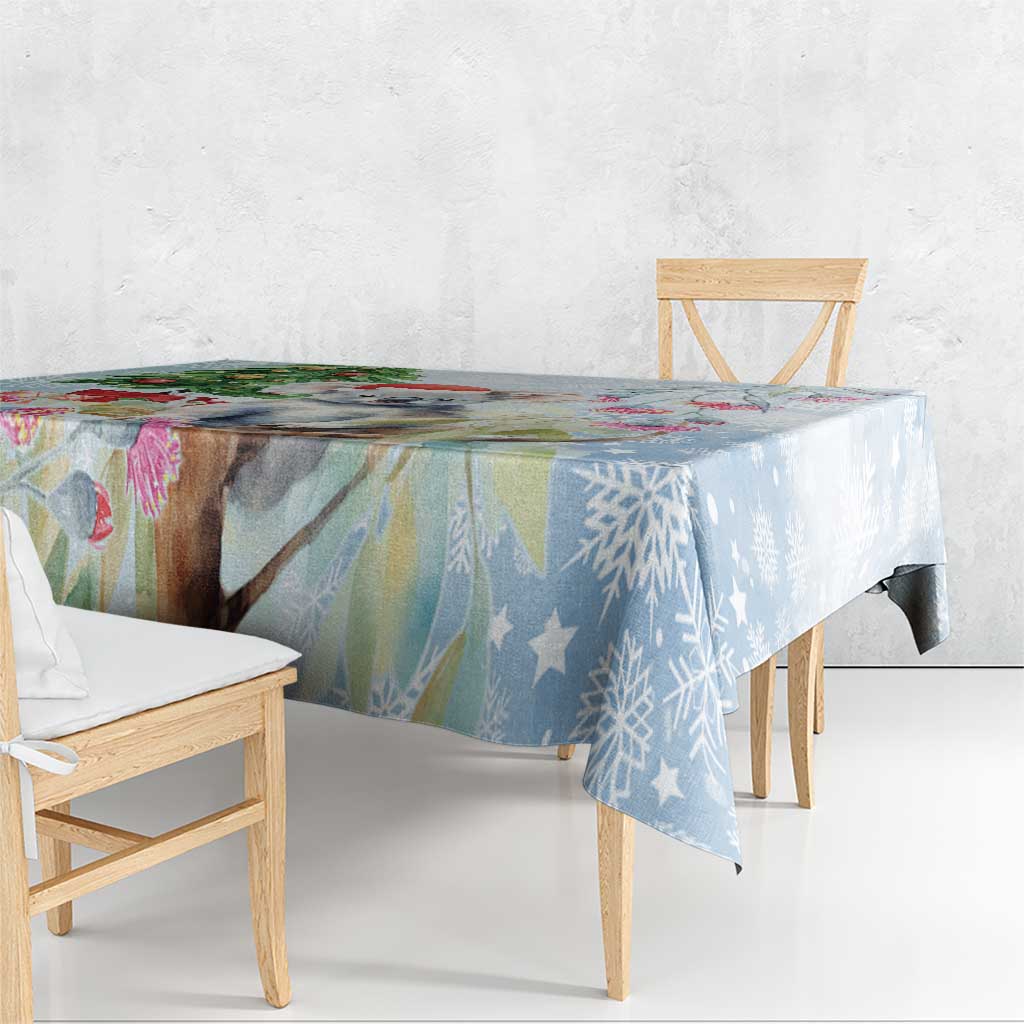 Australia Christmas Tablecloth Koala Santa With Eucalyptus - Watercolor