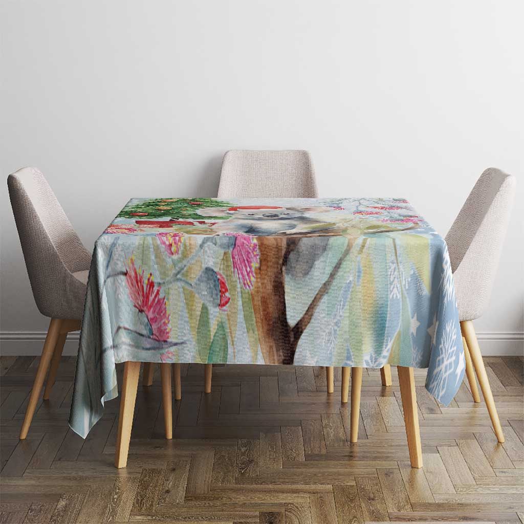 Australia Christmas Tablecloth Koala Santa With Eucalyptus - Watercolor