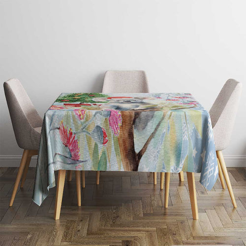 Australia Christmas Tablecloth Koala Santa With Eucalyptus - Watercolor