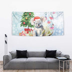 Australia Christmas Tapestry Koala Santa With Eucalyptus - Watercolor