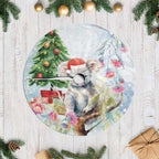 Australia Christmas Tree Skirt Koala Santa With Eucalyptus - Watercolor