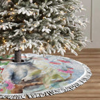 Australia Christmas Tree Skirt Koala Santa With Eucalyptus - Watercolor
