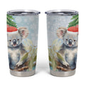 Australia Christmas Tumbler Cup Koala Santa With Eucalyptus - Watercolor