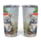 Australia Christmas Tumbler Cup Koala Santa With Eucalyptus - Watercolor