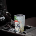 Australia Christmas Tumbler Cup Koala Santa With Eucalyptus - Watercolor