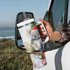 Australia Christmas Tumbler With Handle Koala Santa With Eucalyptus - Watercolor