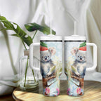 Australia Christmas Tumbler With Handle Koala Santa With Eucalyptus - Watercolor