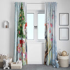 Australia Christmas Window Curtain Koala Santa With Eucalyptus - Watercolor