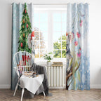 Australia Christmas Window Curtain Koala Santa With Eucalyptus - Watercolor