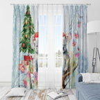Australia Christmas Window Curtain Koala Santa With Eucalyptus - Watercolor