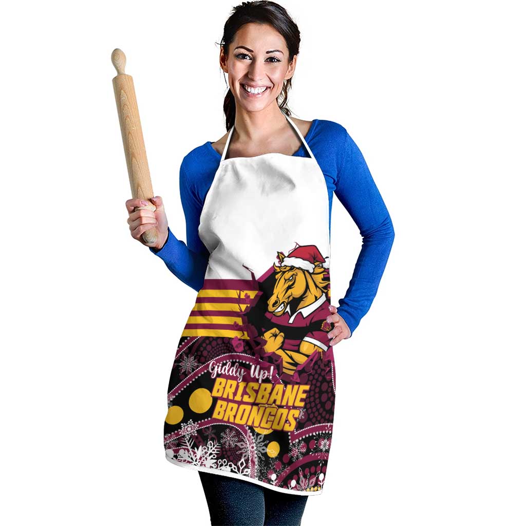 Broncos Rugby Christmas Apron Brisbane Giddy Up Aboriginal Art - Aussie Hoodie
