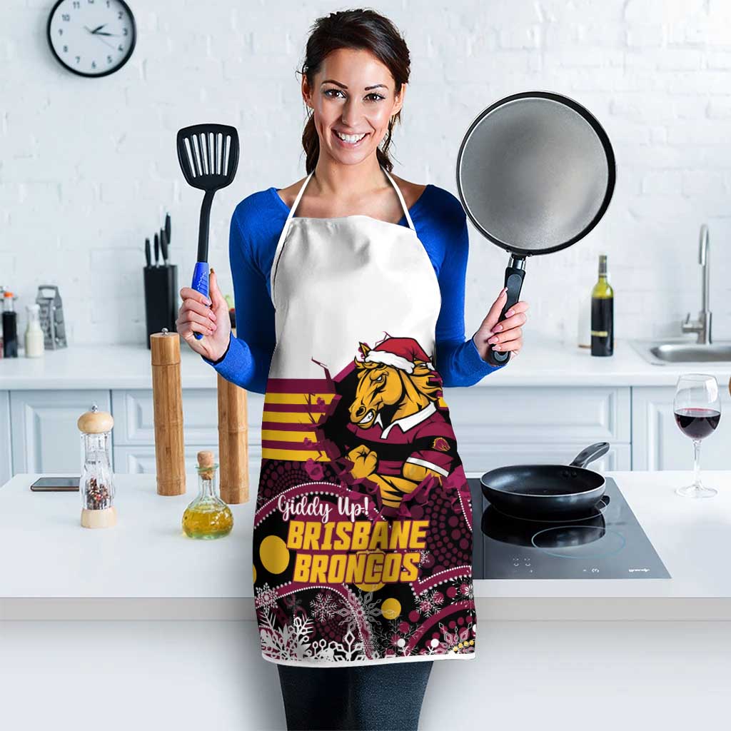 Broncos Rugby Christmas Apron Brisbane Giddy Up Aboriginal Art - Aussie Hoodie