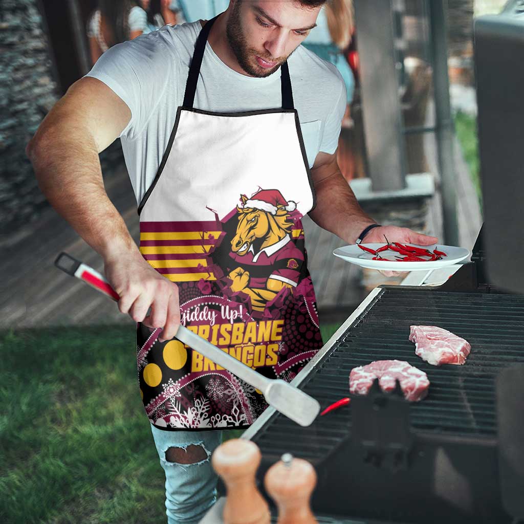 Broncos Rugby Christmas Apron Brisbane Giddy Up Aboriginal Art - Aussie Hoodie