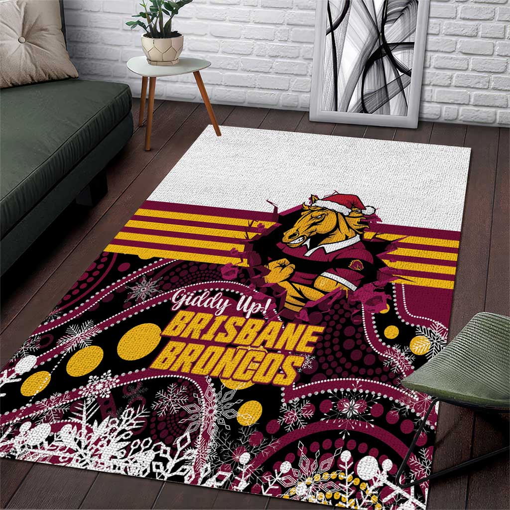 Broncos Rugby Christmas Area Rug Brisbane Giddy Up Aboriginal Art - Aussie Hoodie