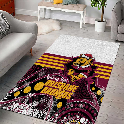 Broncos Rugby Christmas Area Rug Brisbane Giddy Up Aboriginal Art - Aussie Hoodie