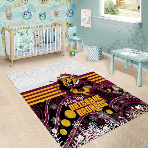 Broncos Rugby Christmas Area Rug Brisbane Giddy Up Aboriginal Art - Aussie Hoodie