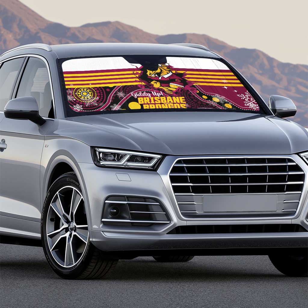 Broncos Rugby Christmas Auto Sun Shade Brisbane Giddy Up Aboriginal Art - Aussie Hoodie