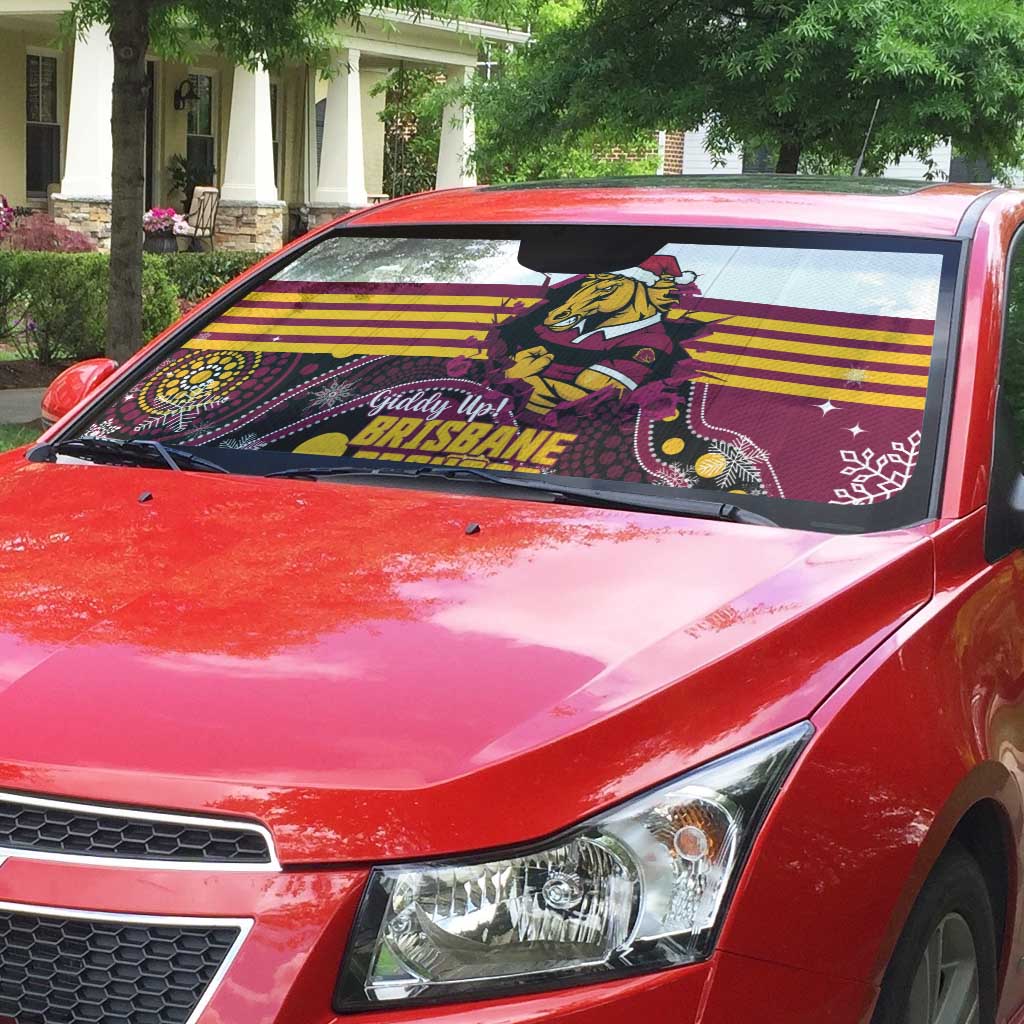 Broncos Rugby Christmas Auto Sun Shade Brisbane Giddy Up Aboriginal Art - Aussie Hoodie