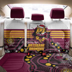 Broncos Rugby Christmas Back Car Seat Cover Brisbane Giddy Up Aboriginal Art - Aussie Hoodie