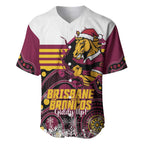 Custom Broncos Rugby Christmas Baseball Jersey Brisbane Giddy Up Aboriginal Art - Aussie Hoodie