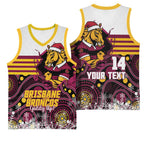 Custom Broncos Rugby Christmas Basketball Jersey Brisbane Giddy Up Aboriginal Art - Aussie Hoodie