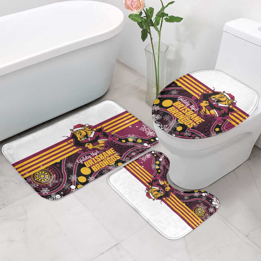 Broncos Rugby Christmas Bathroom Set Brisbane Giddy Up Aboriginal Art - Aussie Hoodie