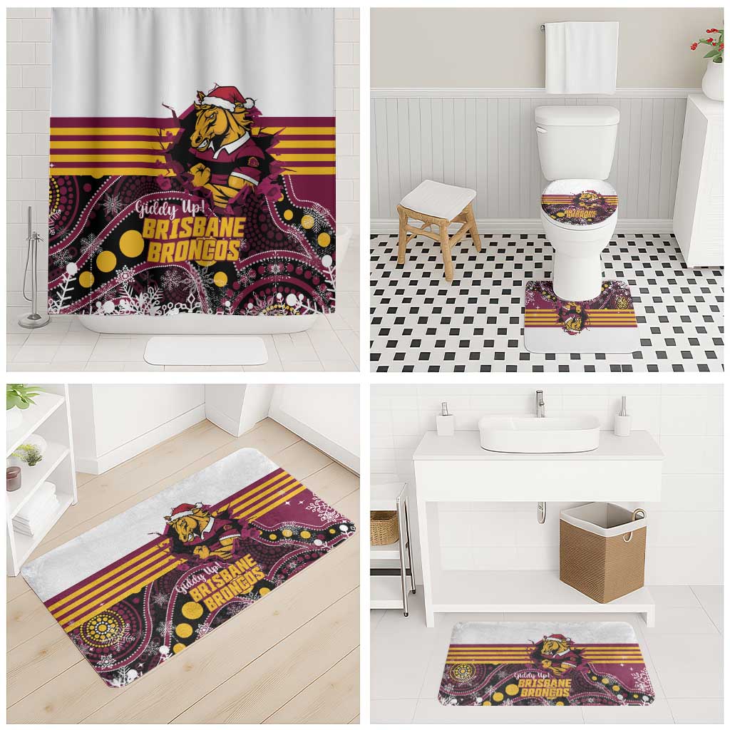 Broncos Rugby Christmas Bathroom Set Brisbane Giddy Up Aboriginal Art - Aussie Hoodie