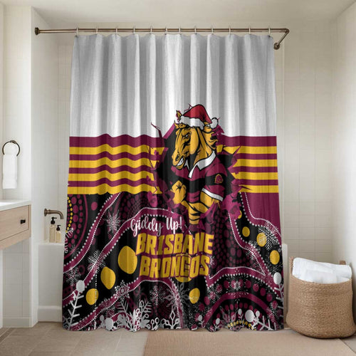 Broncos Rugby Christmas Bathroom Set Brisbane Giddy Up Aboriginal Art - Aussie Hoodie