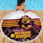 Broncos Rugby Christmas Beach Blanket Brisbane Giddy Up Aboriginal Art - Aussie Hoodie