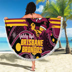 Broncos Rugby Christmas Beach Blanket Brisbane Giddy Up Aboriginal Art - Aussie Hoodie