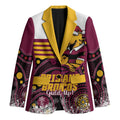 Custom Broncos Rugby Christmas Blazer Brisbane Giddy Up Aboriginal Art - Aussie Hoodie