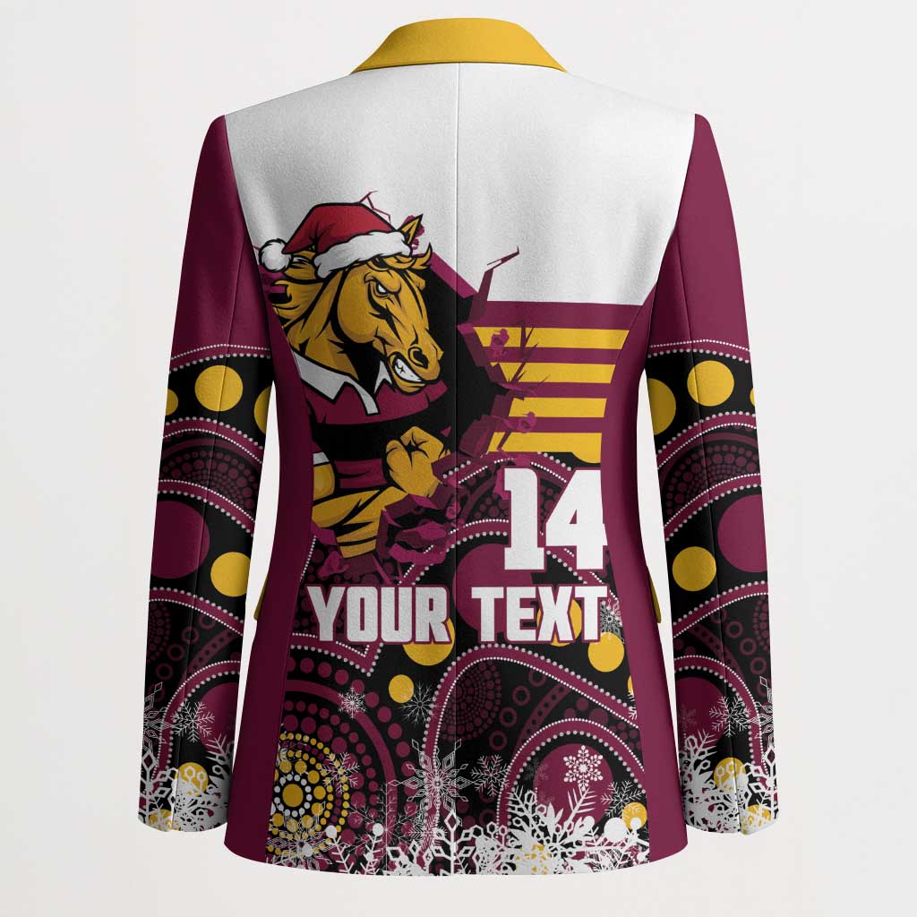 Custom Broncos Rugby Christmas Blazer Brisbane Giddy Up Aboriginal Art - Aussie Hoodie
