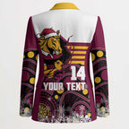 Custom Broncos Rugby Christmas Blazer Brisbane Giddy Up Aboriginal Art - Aussie Hoodie