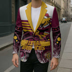 Custom Broncos Rugby Christmas Blazer Brisbane Giddy Up Aboriginal Art - Aussie Hoodie