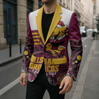 Custom Broncos Rugby Christmas Blazer Brisbane Giddy Up Aboriginal Art - Aussie Hoodie