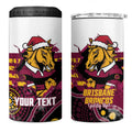 Custom Broncos Rugby Christmas 4 in 1 Can Cooler Tumbler Brisbane Giddy Up Aboriginal Art - Aussie Hoodie