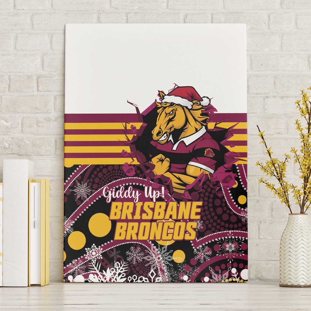 Broncos Rugby Christmas Canvas Wall Art Brisbane Giddy Up Aboriginal Art - Aussie Hoodie
