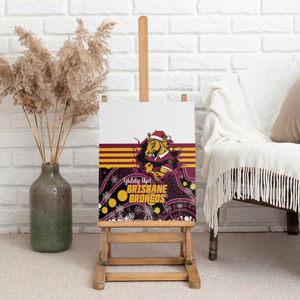 Broncos Rugby Christmas Canvas Wall Art Brisbane Giddy Up Aboriginal Art - Aussie Hoodie