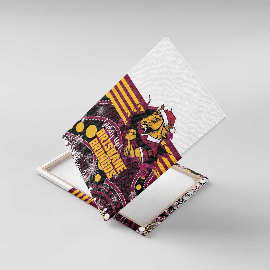 Broncos Rugby Christmas Canvas Wall Art Brisbane Giddy Up Aboriginal Art - Aussie Hoodie