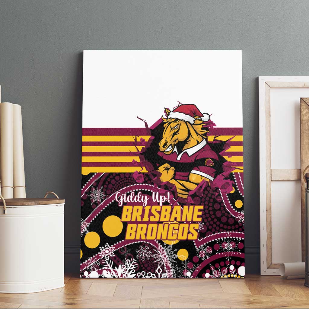 Broncos Rugby Christmas Canvas Wall Art Brisbane Giddy Up Aboriginal Art - Aussie Hoodie