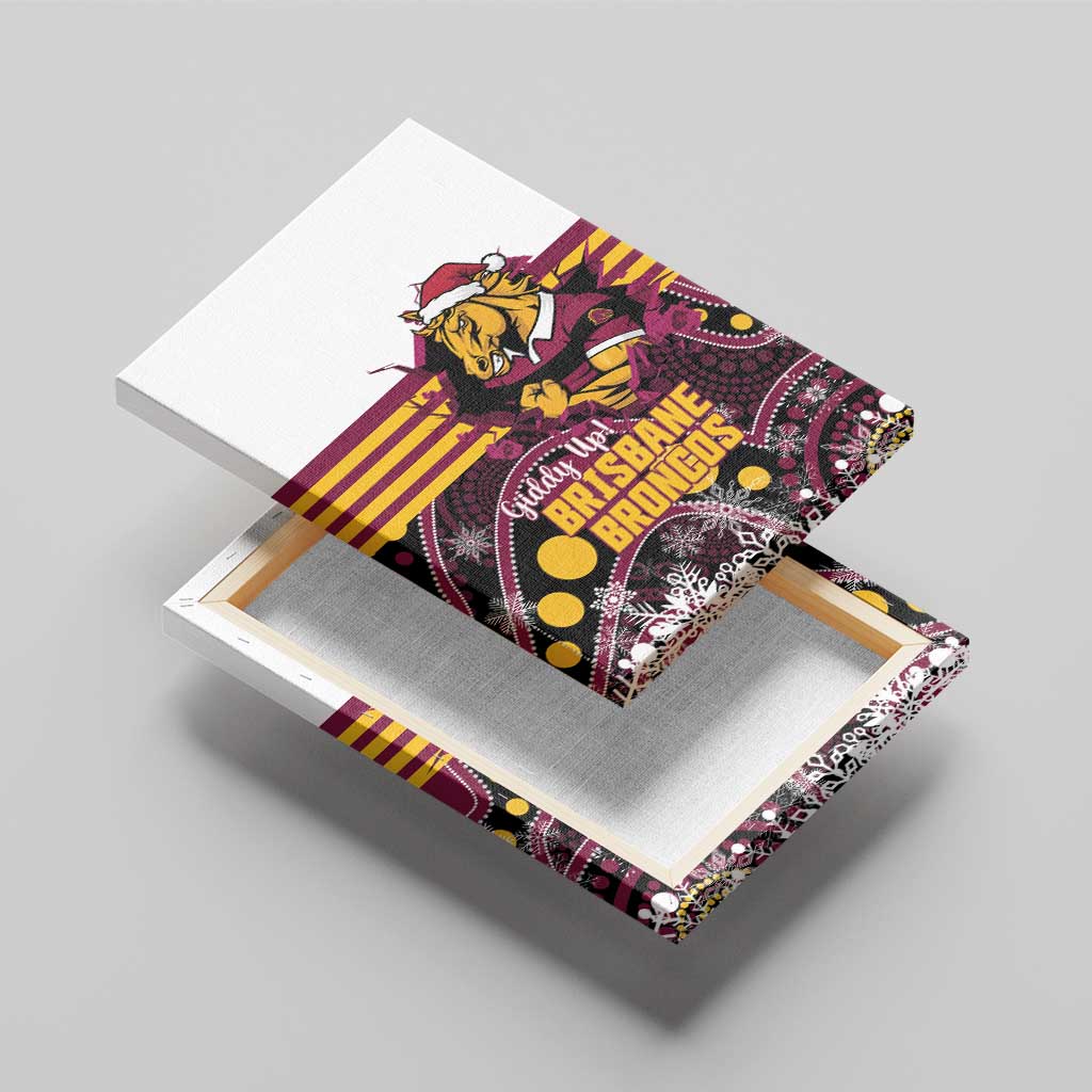 Broncos Rugby Christmas Canvas Wall Art Brisbane Giddy Up Aboriginal Art - Aussie Hoodie