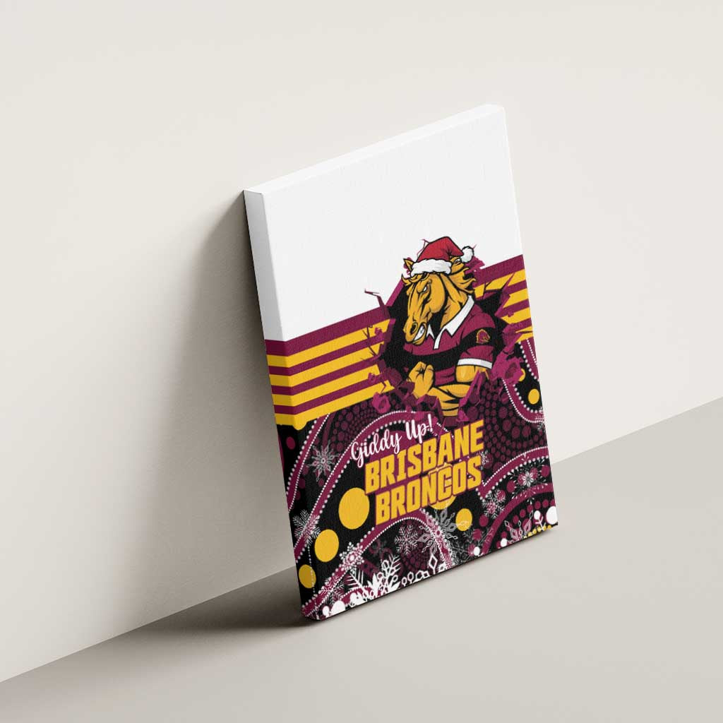 Broncos Rugby Christmas Canvas Wall Art Brisbane Giddy Up Aboriginal Art - Aussie Hoodie