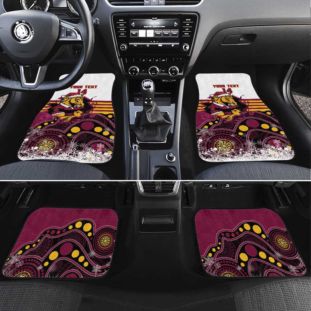 Custom Broncos Rugby Christmas Car Mats Brisbane Giddy Up Aboriginal Art - Aussie Hoodie