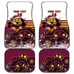Custom Broncos Rugby Christmas Car Mats Brisbane Giddy Up Aboriginal Art - Aussie Hoodie