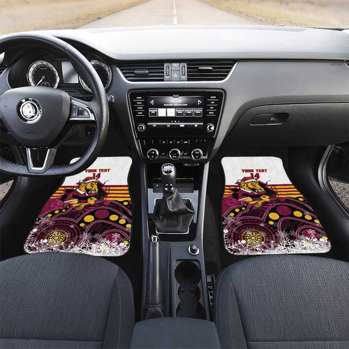 Custom Broncos Rugby Christmas Car Mats Brisbane Giddy Up Aboriginal Art - Aussie Hoodie