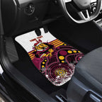 Custom Broncos Rugby Christmas Car Mats Brisbane Giddy Up Aboriginal Art - Aussie Hoodie