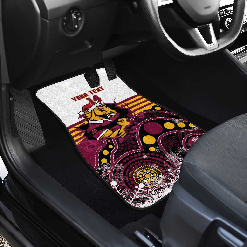 Custom Broncos Rugby Christmas Car Mats Brisbane Giddy Up Aboriginal Art - Aussie Hoodie