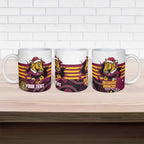 Custom Broncos Rugby Christmas Ceramic Mug Brisbane Giddy Up Aboriginal Art - Aussie Hoodie