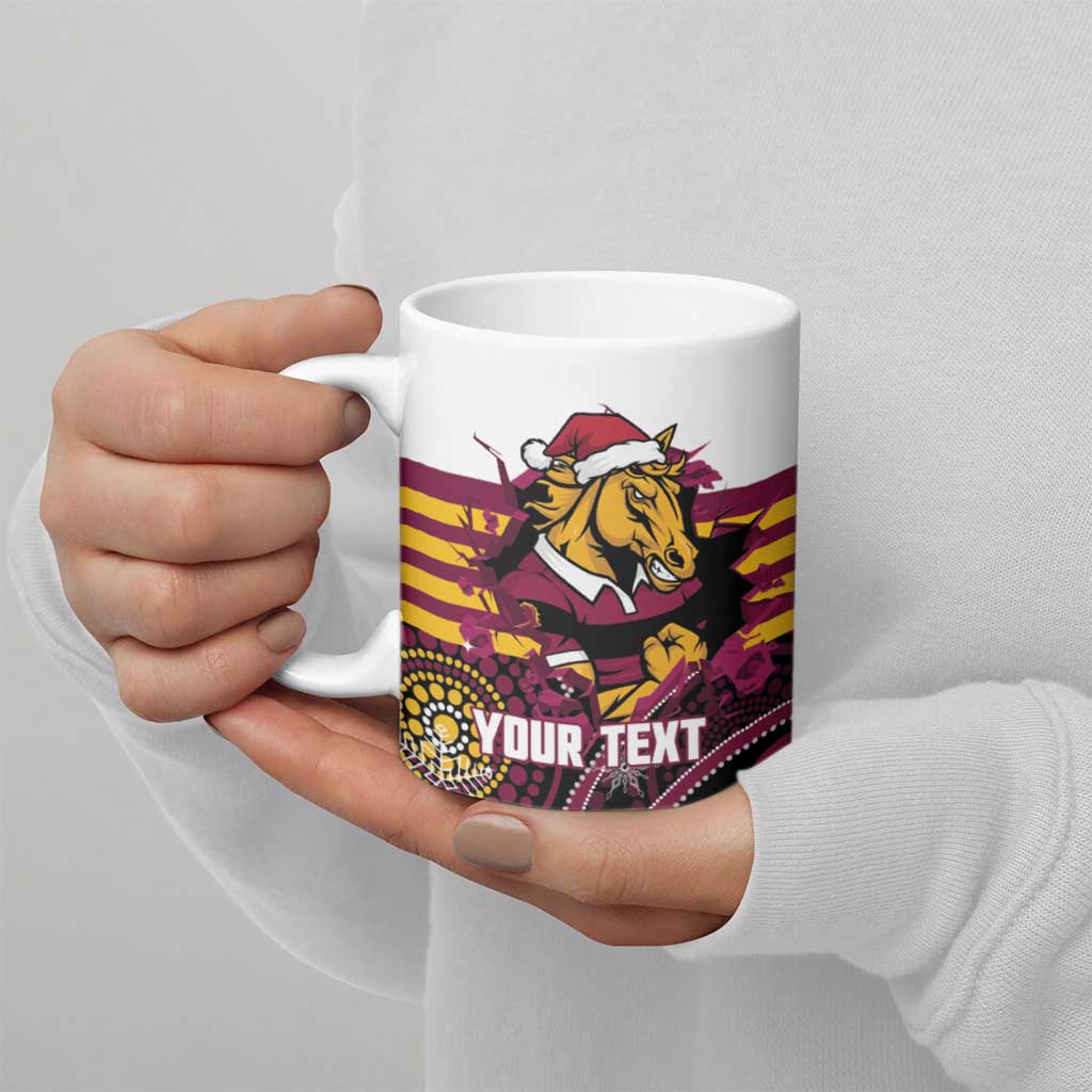 Custom Broncos Rugby Christmas Ceramic Mug Brisbane Giddy Up Aboriginal Art - Aussie Hoodie