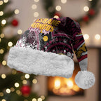 Custom Broncos Rugby Christmas Santa Hat Brisbane Giddy Up Aboriginal Art - Aussie Hoodie